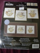 Row Of Teacups 021-1409 Counted Cross Stitch 20" x 5" Janlynn Vintage 2011 New