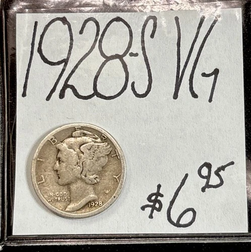 1928-S Silver Mercury Dime (VG) Very Good Condition! ENN Coins