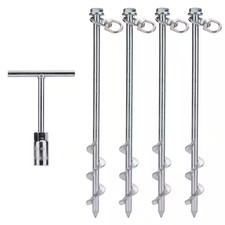 4 Pieces 12 In. Ground Anchors Screw In, Earth Anchors Heavy Duty Ground Stakes