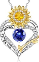 Halskette 18K WeißGold Vergoldet Geburtsstein Zirkonia AnhäNger Herz Damen