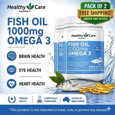 2x Nature's Bounty Fischöl 1400mg Doppelpack 980mg Omega 3 Herz Gelenk...
