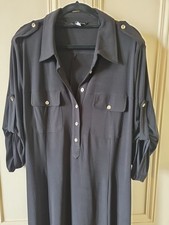 Women's Long Black Wardrobe Essentials Stretch Smart Or Casual Dress UK 22