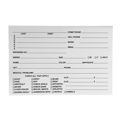 Kennel Cards 4'' x 6'' - Perfect for Grooming Salons, Animal Shelters, Vet