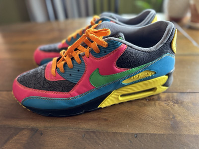 nike air max 90 Nike ID By You 1of1 Crazy Multi Color Men s 14 Pink Green Blue