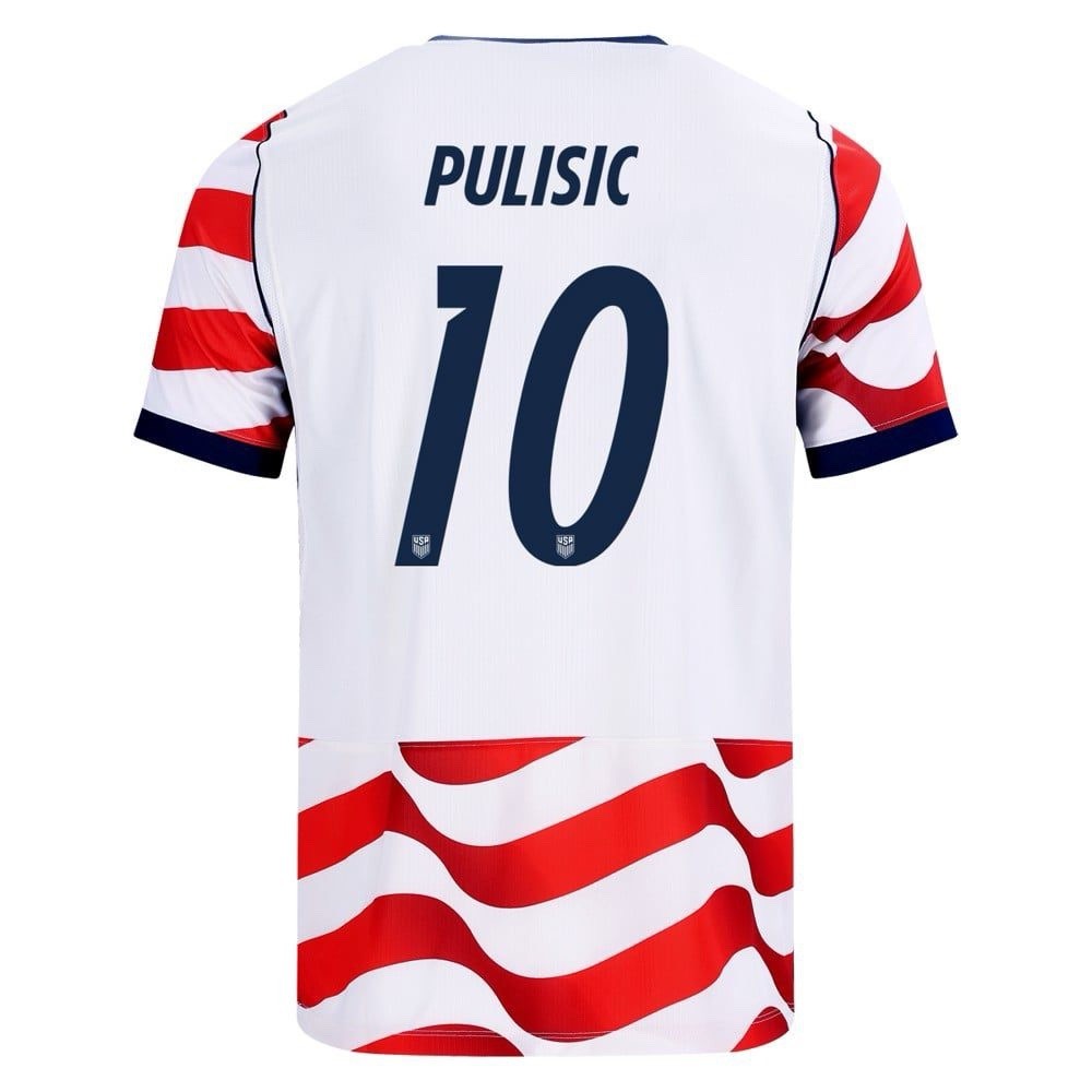 本日限定10%OFF Nike USA Soccer ストライプシャツ Nike USA National Team Pulisic #10 Soccer Jersey White Red Blue