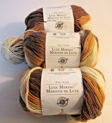 3 Skeins Loops & Threads Luxe Merino Yarn #WM-17 Sand Multi #3 13+oz Total -Read