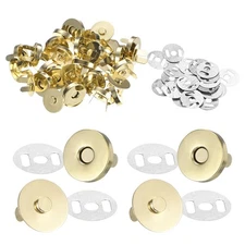 24Set Magnetic Snap Buttons, Magnetic Snap Closures for Purses [Golden, 18mm]