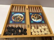 Vintage Handcrafted Persian Backgammon & Chess Board Game Set –Khatam Marquetry