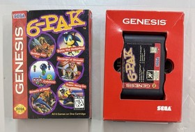 6-Pak [Cardboard Box] (Sega Genesis, 1995) Complete in Box - Reg Card - Tested