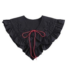 Ruffle Trim Decorative Collar Embroidery Bowknot Shawl Wrap Women False Collar