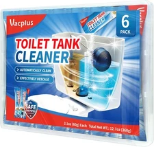 Vacplus Toilet Tank Cleaner Tablets 6 Pack, Powerful Mold & Rust Remover