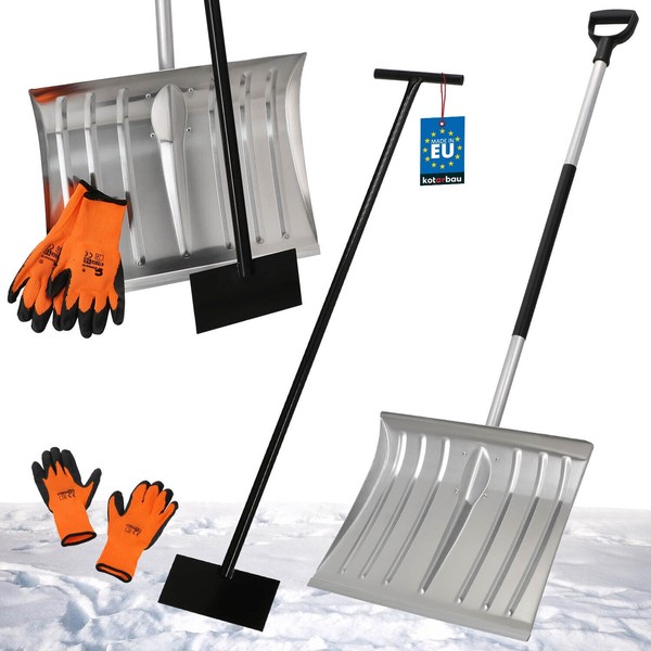 Kotarbau® Schneeschaufel Mit Aluminiumstiel Eisschaber Handschuhe SchneeräUmer-image