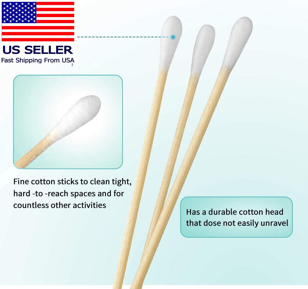 200 Pcs Count 6" Inch Long Cotton Swabs with Wooden Handles Cotton Tipped Applic