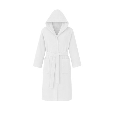 Bademantel mit Kapuze L/XL Baumwolle weiß Basik weiß