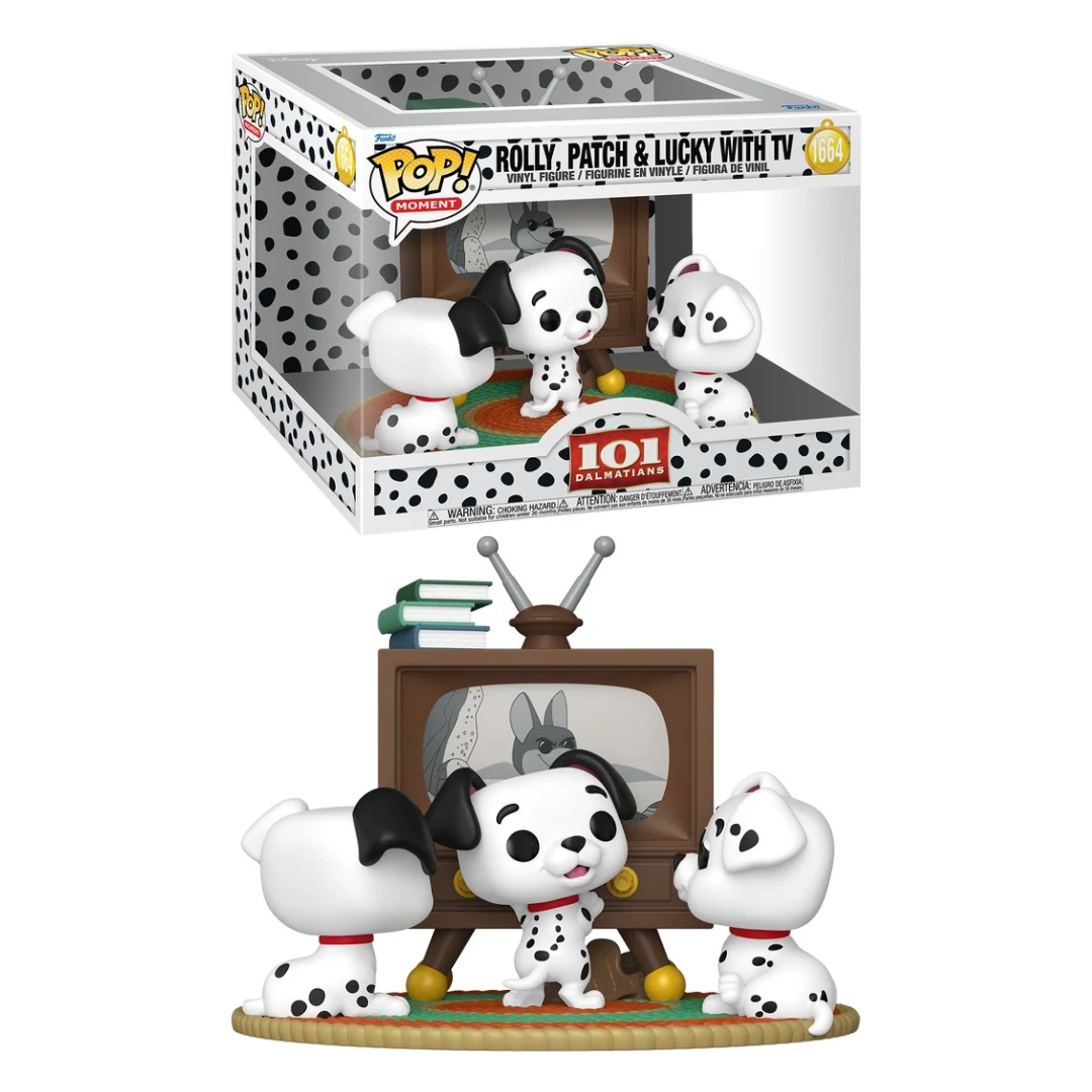 Funko Figurine Pop Moment 101 Dalmatians Rolly, Patch & Lucky With Tv - Image 2