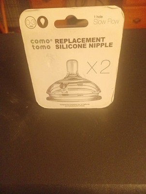 ComoTomo Silicone Replacement Bottle Nipple 2-Pack: Slow Flow 0-3 months