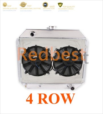 4Row Alum Radiator+Shroud Fan For 1966-1979 Ford F-Series Bronco Truck/Chevy Eng