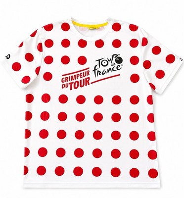 Tour de France Shirt Large White Red Polka Dot Grimpeur Climber Tee Official