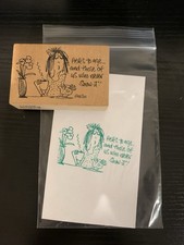 American Art Stamp Wood Mounted Rubber Stamp Emerson Quillin EM7004G 'Here's to  