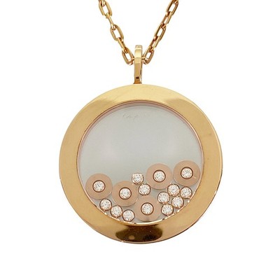 Chopard Happy Diamond 15P diamond Rose gold Diamond Necklace