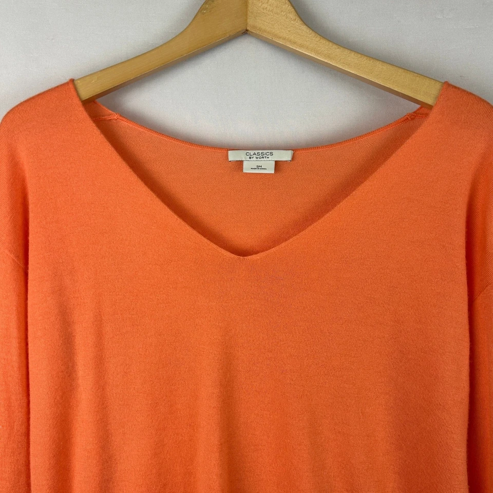 Suéter para mujer Classics by Worth naranja mezcla de cachemir cuello en V talla S Foto 2 de 4