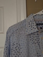 ROBERT GRAHAM Dress Shirt Men's Sz Large Blue Button Up Unique Pattern Cotton
