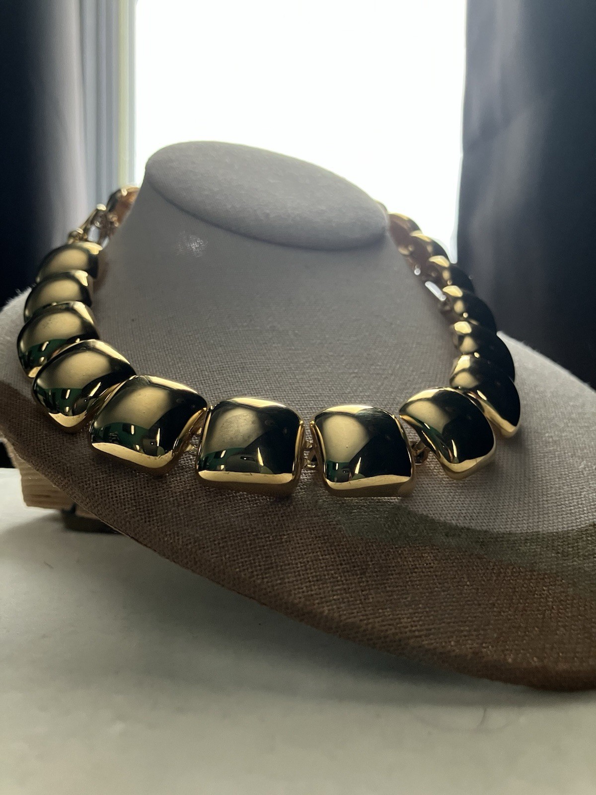 Vintage Square Link Statement Collar Necklace Tog… - image 7