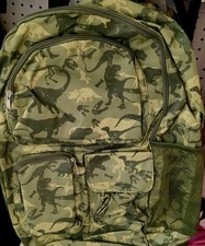 Dinosaur School Backpack 15" Large Kids Camo T-Rex Boys Girls Green Bookbag New