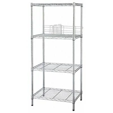 Zoro Select 32V419 Wire Shelving Unit, 18"D X 60"W X 74"H, 4 Shelves, Chrome