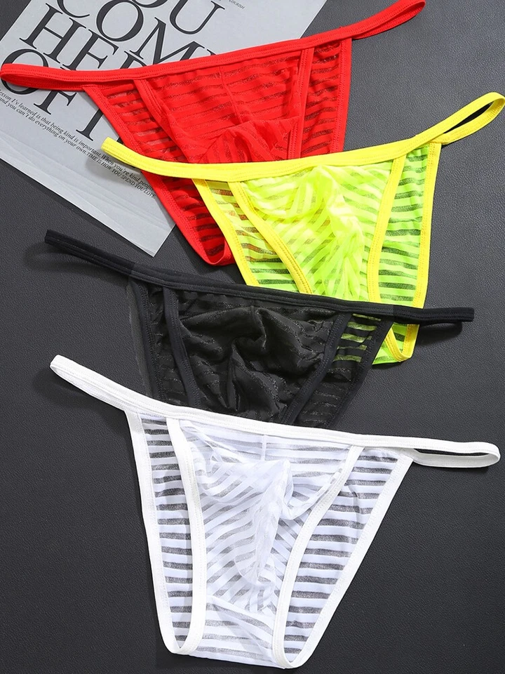 Men Underwear Transparent G-String Briefs Low Rise Thongs Lingerie Underpants - Bild 4 von 4