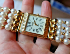 RARO orologio da polso vintage Joan Rivers collezione Classics Pearl Watch quadrato e scatola