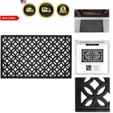 Rubber Doormat All Weather Lattice Waterproof Non Slip 18x30