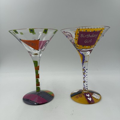 2 Lolita Love My Martini Glasses, Cosmopolitan & Birthday Girl Hand Painted