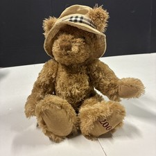 Rare - Burberry Fragrance Stuffed Teddy Bear Plush 2006 Nova Check Rain Hat 10  