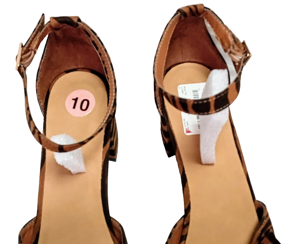 Sandalias de tacón de bambú 39236 Headline-09 rayas de tigre con moño y acento en bloque talla 10 Foto 4 de 4