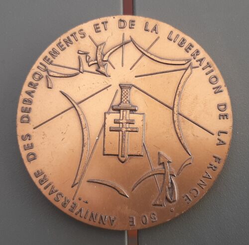 Médaille en Bronze 50 Ans D-DAY Débarquements Croix Libération 1994 ORIGINAL - Photo 1/3