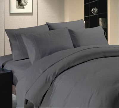 US King Size Sheet Set,Duvet Set,Fitted-15''Deep 400 TC 100%Cotton Solid Colors