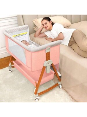 Baby Bedside Sleeper for Baby 3 in 1 Baby Crib Bassinet Adjustable Height 