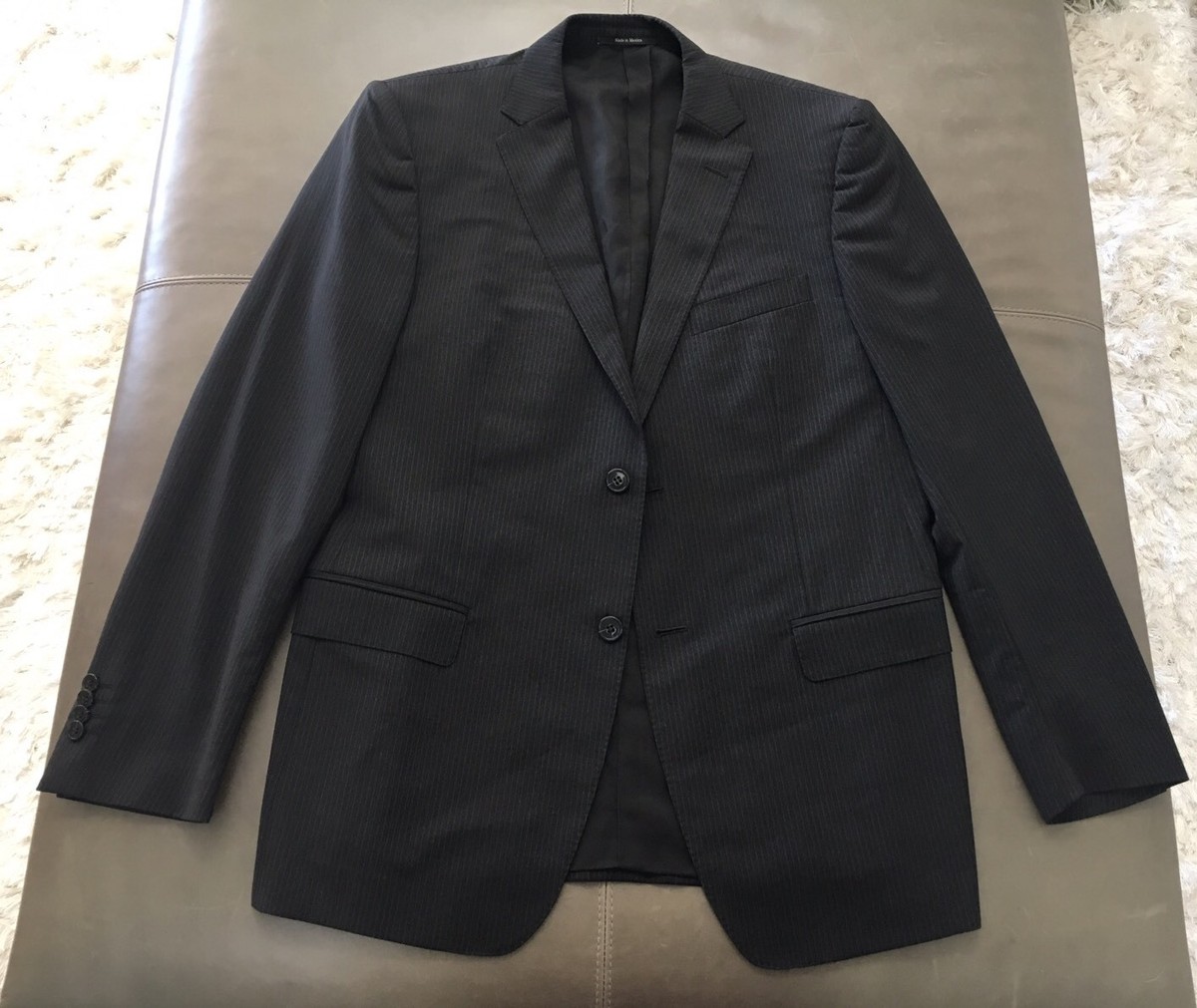 Z-Zegna 100% Wool City 28QCG4 Drop 7 Dark Gray Striped Suit Z-Zegna 100% Wool City 28QCG4 Drop 7 Dark Gray Striped Suit