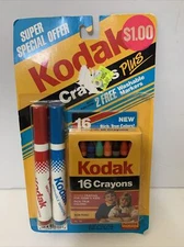 Vintage Kodak Crayons 16 Box 2 Marker Set Made in USA No. 105 No. 116 Wal-Mart