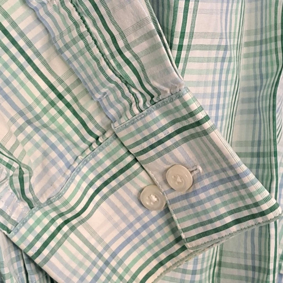 APT.9 Green Plaid Button-Down Shirt Large Dress Casual Long Sleeve - Image 4 of 4