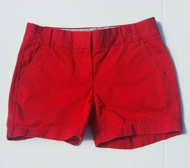 J. Crew Red Chino Cotton Shorts Womens 2 Mid Rise Preppy Classic Casual