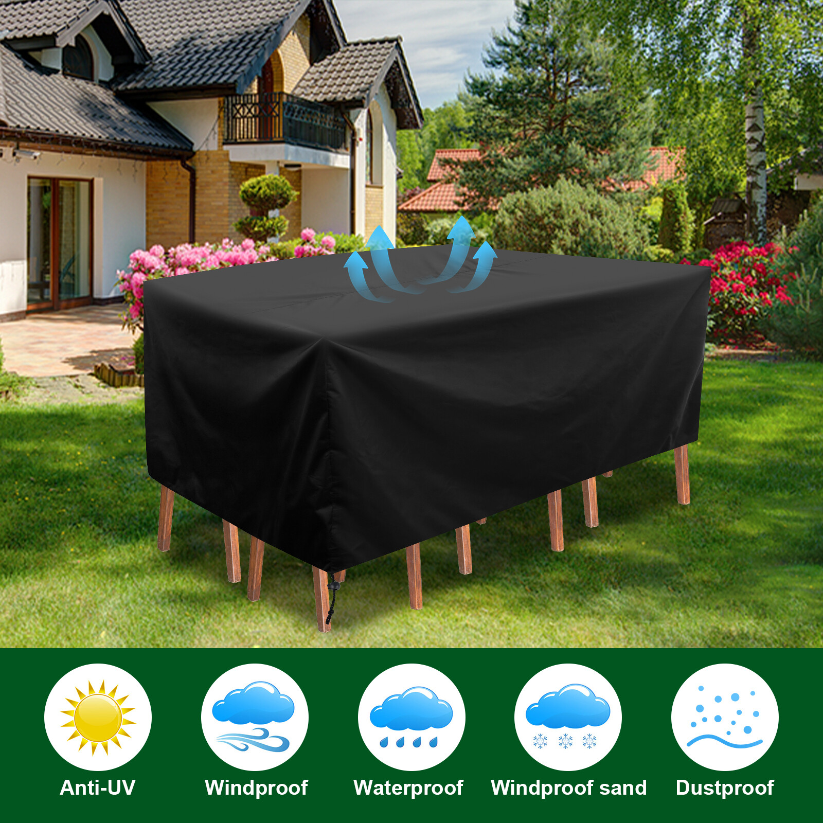 Patio Furniture Cover 70.8x47.2x19.1in Outdoor Table Covers Waterproof