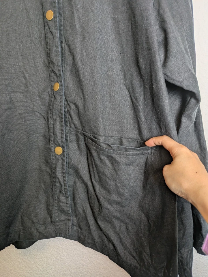 Chaqueta David Dart Sport 100 % lino negra talla grande Foto 4 de 4