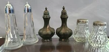 Salt & Pepper Shakers 3 SETS  Glass & Silverplate Vintage Antique