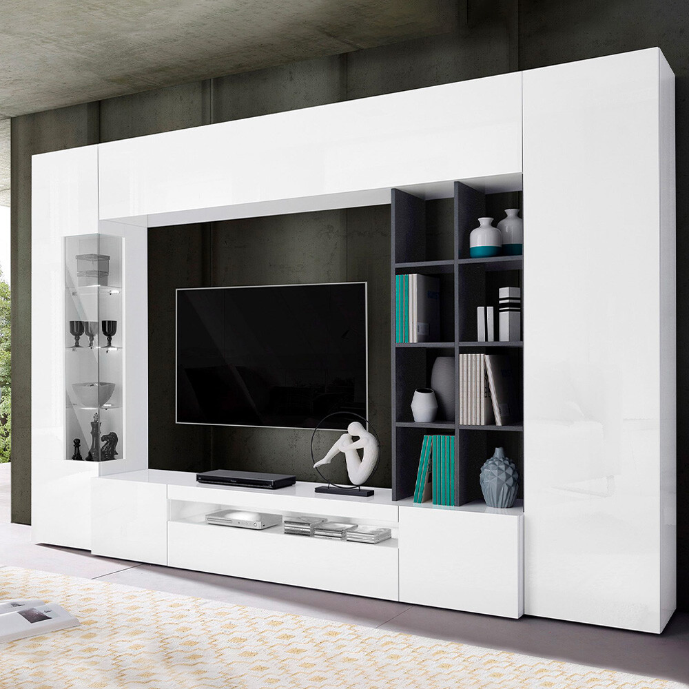 Mueble de pared con mueble de TV vitrina de columna mueble suspendido...