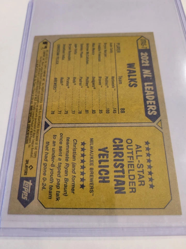 2022 Topps Series 2 Christian Yelich #OTAS 1987-7 All-Star Oversized Box Topper - Image 2 of 2