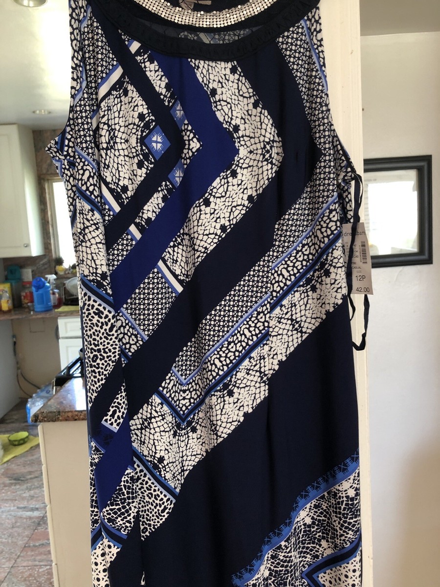dress barn blue dress Women’s New 12 length Fit and Flare