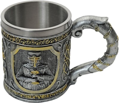 Knights Templar Mug Resin And Stainless Steel Construction Holds 500 - 600 mL