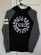 VINTAGE Young Reckless Womens Long Sleeve Hoodie XS Black and Gray